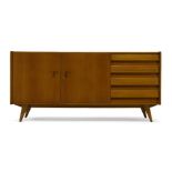 Jiri Jiroutek, a beech sideboard, for Praha interior c.1960 With four drawers and two cupboard doors