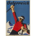 Binder, (Atelier), a Ski Poster ÖSTERREICH Chromolithograph, printed by Christoph Reisser's Söhne,