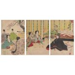 Yoshu Chikanobu, Japanese 1838-1912, Tranquil Court Scene, 1890, woodblock print in colours,