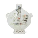 A Chinese porcelain snuff bottle, Republic period, with moulded phoenix-head handles to shoulders,