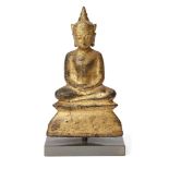 A Thai gilt bronze Buddha, Ayutthaya period, 17th century, seated in dhyanamudra, 16.5cm high