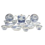 A Chinese export porcelain tea set, 18th century, comprising teapot, six tea bowls and seven