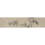 19th century Chinese School, ink on paper, handscroll, study of bamboo, with two red seals and