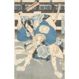 Utagawa Kunisada, Japanese 1786-1865, Kikugoro IV as Nanaura Tayu, 1860 2nd month, wooblock print in