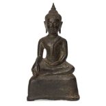 A Thai bronze seated Buddha, Ayutthaya period, 16th-17th century, 17cm high Provenance: Private