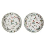 A pair of Chinese porcelain dishes, Kangxi period, painted in famille verte enamels with butterflies