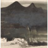 ZHONG YIJING (Chinese, 20th century), watercolour on paper, mountain landscape, inscribed and with
