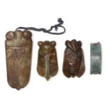 Four Chinese jade carved cicadas, 19th-early 20th century, each of varying tones of green and