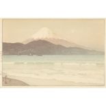 Hiroshi Yoshida, Japanese 1876-1950, Fujiyama from Miho, 1935, woodblock print in colours with