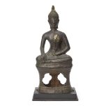 A Laos bronze Buddha, 19th century, seated in bhumisparsimudra (the gesture of ‘summoning the