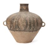 A large Chinese pottery jar, guan, Neolithic period, Yangshao culture, 3000-2500 BCE, painted to the