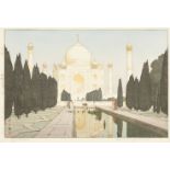 Hiroshi Yoshida, Japanese 1876-1950, Taj Mahal, 1931, woodblock print in colours, signed and