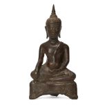 A Thai bronze seated Buddha, Kamphaeng Phet period, 15th-16th century, 16cm high Provenance: Private