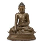 A Burmese bronze figure of Buddha, Mandalay period, 19th century, finely cast seated in vajrasana,