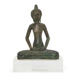 A Burmese bronze figure of Buddha, Pyu, 9th century, seated in sattvasana with his hands in dhyana