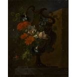 Danish School, early 19th century- Flowers in an urn with a butterfly; oil on canvas,