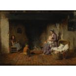 George Smith, British 1829-1901- Chimney Corner; oil on panel, signed and dated 1852, bears