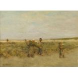 Robert McGregor RSA, Scottish 1847-1922- Farm Workers returning Home; oil on panel, signed,