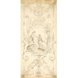 French School, late 18th century- Design for a decorative panel depicting two figures skating; pen