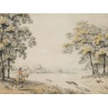 Samuel Howitt, British 1756-1822- Coursing a Hare; pen and grey ink and watercolour on laid paper,