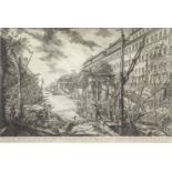 Giovanni Battista Piranesi, Italian 1720-1778- Veduta del Porto di Ripa Grande; etching, 40.3x61.