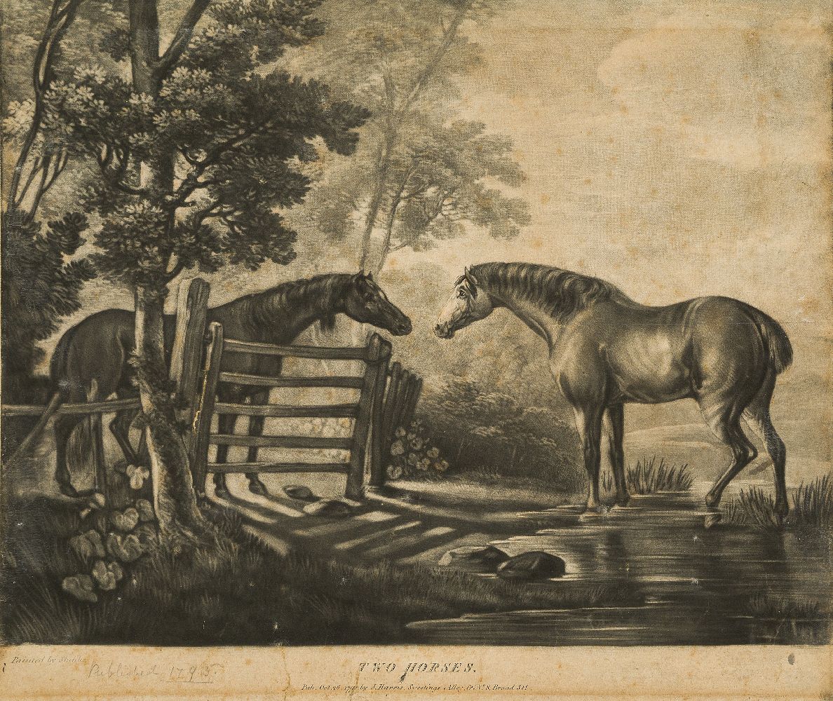 After George Stubbs ARA, British 1724-1806- Two Horses; mezzotint with some etching, pub. Oct. 26