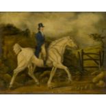 Follower of James Ward RA, British 1769-1859- Gentleman on a grey horse; oil on canvas, bears