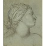 Follower of Antoine-François Callet, French 1741-1823- Study of a young woman in profile; black