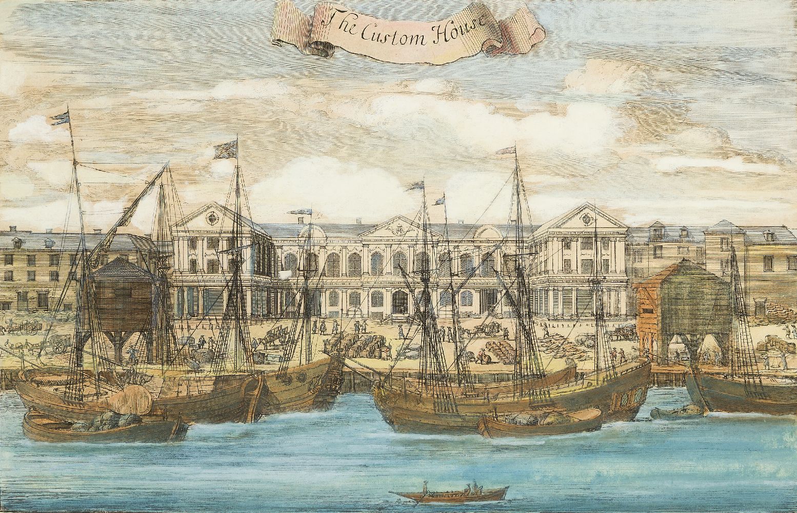 Benjamin Cole, British fl.1723-1767- The Custom House, from John Stowe’s 'A Survey of London';