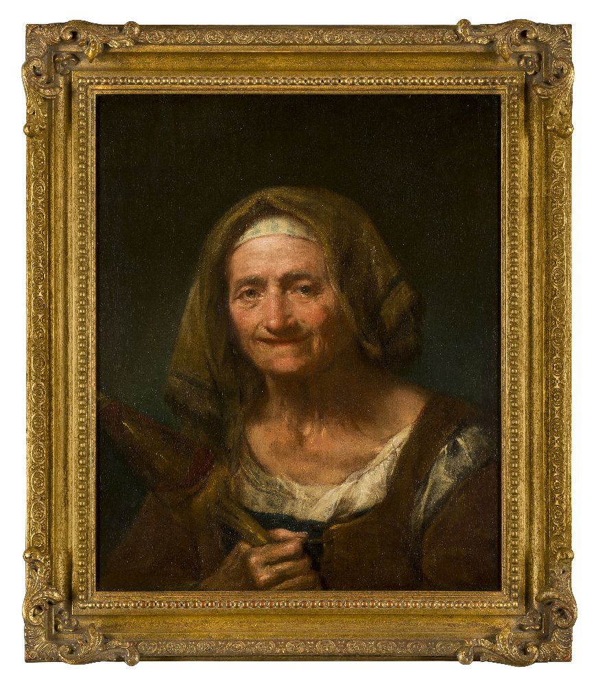 Giuseppe Nogari, Italian 1699-1763- Portrait of an elderly woman; oil on canvas, bears inscribed