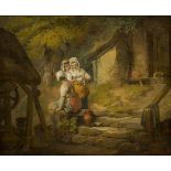 Francis Wheatley RA, British 1747-1801- Three Country Girls by a Well; oil on canvas, signed and