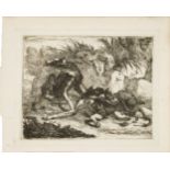 Jan Fyt, Flemish 1611-1661- Landscape with Greyhound and Rifle, and Two Greyhounds, leashed and