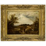 John Linnell, British 1792-1882- Figures within a landscape; oil on canvas, 44.5x60cmPlease refer to