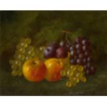 Attributed to Henry George Todd, British 1847-1898- A still life of apples, plums and grapes; oil on