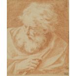 Follower of Giovanni Battista Piazzetta, Italian 1682-1754- Head study of an old man; red chalk on