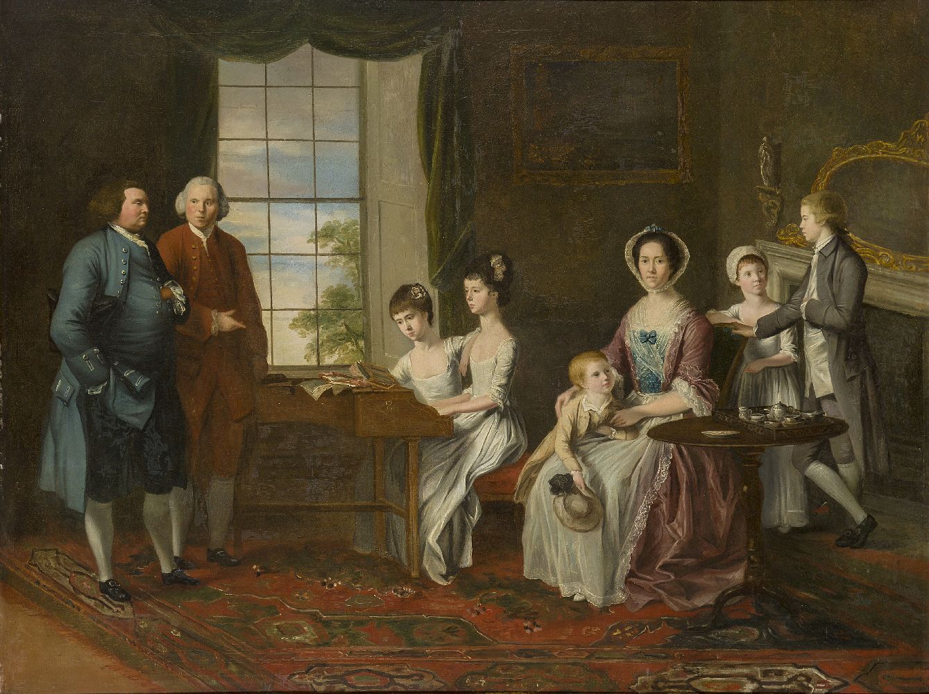 English School, circa 1760-1780- Portrait of Sir John and Lady Hopkins with their children, and - Image 2 of 3