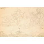 Anton Muttenthaler, German 1820-1870- Female celestial allegorical figures ascending, (recto),
