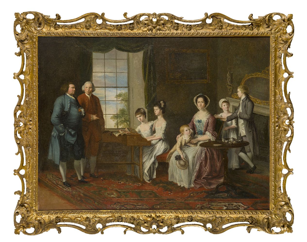 English School, circa 1760-1780- Portrait of Sir John and Lady Hopkins with their children, and