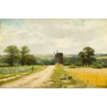 Robert Finlay McIntyre, British 1846-1906- Cornfield near Caterham, Sussex; oil on canvas, signed,