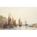 Circle of David Cox Snr OWS, British 1783-1859- Calais Pier; watercolour over pencil, 16.2x26.