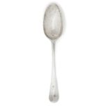 A George I silver spoon by Paul de Lamerie, London, c.1720, with Hanoverian stem, the reverse of the