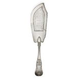 A George IV silver fish slice, London, c.1825, William Chawner II, the King's pattern handle to