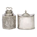 A continental silver tea caddy, possibly Italian, with foreign import marks (1867-1904), the caddy