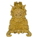 A French Restauration style gilt-bronze mantel clock, late 19th century, by T. LeBlanc, the case
