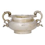 A George IV silver twin handled sugar bowl, Birmingham, c.1826, Edward Thomason, raised on a