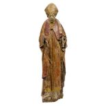 A Southern Netherlandish polychromed oak figure of an unknown Bishop Saint, Antwerp, c.1460-1470,