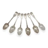 A set of four silver tablespoons, London, c.1825, William Chawner II, of fiddle pattern design