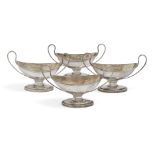 A set of four George III silver salts, London, c.1786, William Abdy I, each of the twin-handled