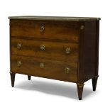 A Gustavian mahogany and gilt metal mounted secretaire chest, early 19th Century, with green