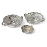 A pair of Victorian silver twin handled bowls, London, c.1886, Charles Stuart Harris, both of oval